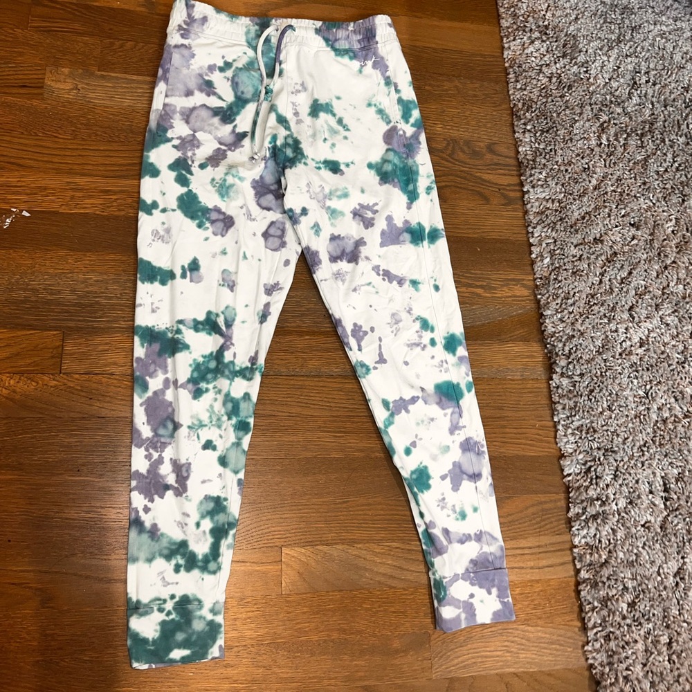 blue tie-dye PINK sweatpants